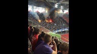 18+. Спартак (М) - Динамо (М) 0:1. Шиза из эпицентра. Фаера, дымы, стычка на поле.