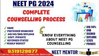 NEET PG 2024 ll Complete Counseling Process Explained ll AIQ-50% DNB DIPLOMA DEEMED ll Govt  Private