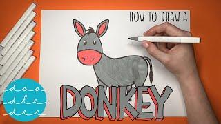 How to Draw a Cute Donkey -  Fun & Easy Step by Step Tutorial | With Coloring | For Kids & Beginners