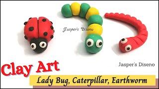 Easy Clay Art Insects | Miniature Lady Bug Caterpillar Earthworm | Play Dough Bugs | Simple Tutorial