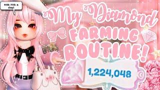 My Diamond Farming Routine! 60k-70k A DAY!  | Royale High Roblox