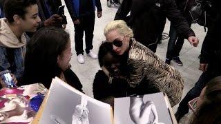 Lady Gaga always so nice to her little Monsters as she arrives in Paris