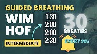 Guided Breathing - Wim Hof 4 Rounds Intermediate 30 Breaths (NO VOICE on retention)