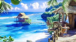 Cheerful Bossa Nova Jazz Music & Calm Waves ~ Morning Jazz Seaside Escape with Perfect Beach Scenery