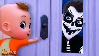 Halloween Monsters at the Door - Halloween Songs for Kids & Nursery Rhymes | Minibus