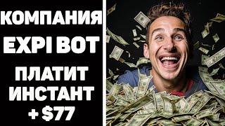 Как заработать в интернете. Компания expibot платит +$77 настоящий заработок денег в интернете