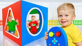 Oliver and Roma GIANT Sorter Cube Challenge | Shapes and Colors