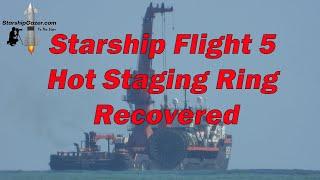 SpaceX Starship Test Flight 5 Hot Staging Ring Recovery from the Gulf of Mexico Starbase Texas 4K