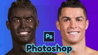 Ronaldo chocolate skin black tan color Photoshop. Загар черная кожа Фотошоп обработка цветокоррекция