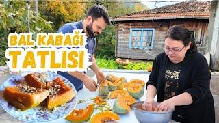 Bal kabağı hasadı . Odun ateşinde kabak tatlısı