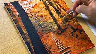 How to Paint Autumn Forest Paths / Acrylic Painting / STEP by STEP