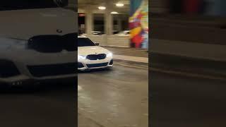 M340i CATLESS DOWNPIPE LOUD POPS THROUGH A UNDERPASS‼️ #bmw #automobile #viral