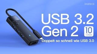 Inateck USB 3.2 Gen 2 Geschwindigkeit, USB-C zu USB Hub mit 4 USB A Ports, HB2025