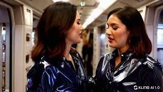 Two lesbian women in a subway