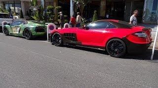 EPIC COMBO!! AL-THANI Lamborghini Aventador GUMBALL ARMY WRAP!! SLR & 430 Scuderia!!