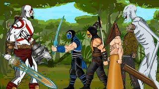 Kratos vs Scorpion, Sub Zero, Scp 096, Pyramid Head, Jason Voorhees - Drawing Cartoons 2