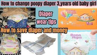 How to change poopy diaper 3 years old baby girl/how to save diaper&money/diaper tips@Mirhaoman20