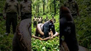 Gorilla Trapped by a Giant Python!