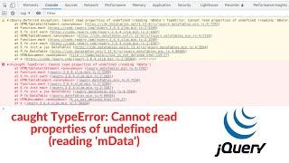 How to fix caught TypeError: Cannot read properties of undefined (reading 'mData')  #howto #solution