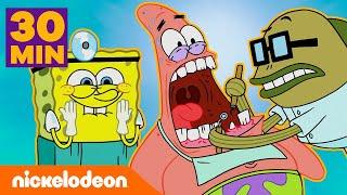 Bob Esponja | 30 MINUTOS dos melhores momentos médicos da Fenda do Biquíni |Nickelodeon em Português