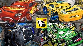 Compilation CARS 3 McQueen Crash, Jackson Storm Cruz Chick Hicks Drawing Coloring Pages Tim Tim TV