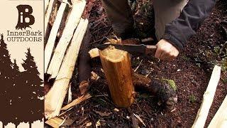Splitting wood with the TOPS Tahoma Field Knife