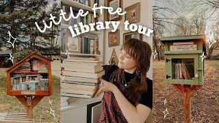 little free library tour  exploring, book unhaul, & haul!