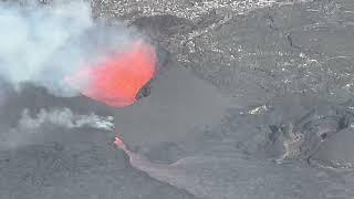 Helicopter Films Active Volcano Eruption