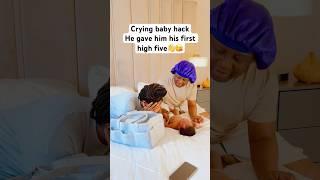 Crying baby hack ️,he gave his daddy his first  FIVE. #viral #love #firsttimeparents #dad #mom