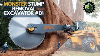 Extreme Dangerous Fastest Big Chainsaw Cutting Tree Machines | Monster Stump Removal Excavator #01