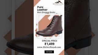 RicherRoyal.com | Rs 1499 - Genuine Leather Brogue Boots for Men #boots #viral #shorts #shopping