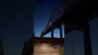 Mississippi River bridges at dusk in New Orleans #neworleans #mississippiriver #bridges #sunset