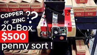 $500 (20 Box) Penny Copper Sort & Hunt! Ryedale Coin Sorter Review!