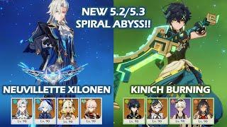 NEW 5.2 5.3 Spiral Abyss!! Neuvillette Xilonen & Kinich Burning Floor 12 Genshin Impact