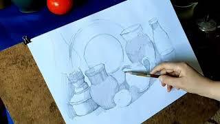 рисунок с натуры (графические материалы)/ How to draw a still life