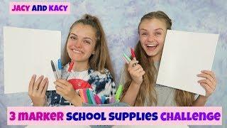 3 Marker School Supplies Challenge ~ Fun Back to School DIY ~ Jacy and Kacy