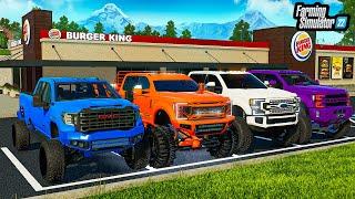 LIFTED TRUCK MEET AT BURGER KING! (CRAZY SEMA BUILDS) | FS22