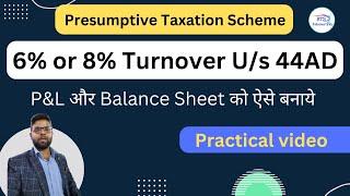 Section 44AD 6% or 8% Balance Sheet and Profit and loss account presumptive taxation scheme for ITR