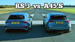 New Audi RS 3 v AMG A45 S - DRAG RACE Hyper Hatch | 4K