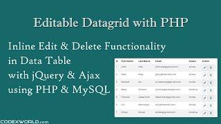 Data Table Inline Editing using jQuery, Ajax, PHP and MySQL