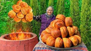 Preparing A Lot of Traditional Azerbaijani Pastry SHOR GOGAL in the Village!