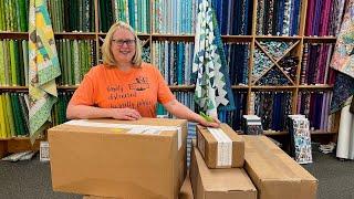 UNBOXING Beautiful NEW Fabric at The Quilted Forest! We just keep ordering the pretty & fun fabrics!