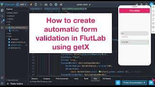 How to create automatic form validation in FlutLab using getX.