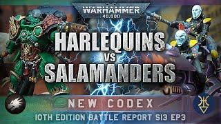 NEW CODEX Aeldari Pure Harlequins vs Salamanders Space Marines Warhammer 40K Battle Report 2000pts