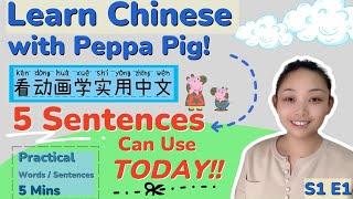 Learn Practical Chinese with Cartoon ｜Peppa Pig 5-Minute Magic Learning Real Chinese｜（看小猪佩奇学实用中文）