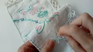 How I Create a Slow Stitch Scroll | Re-purposing a Vintage Embroidered Tray Cloth | Relaxing | Calm