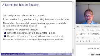 Normalizing Expressions by bringing into normal form, using multivariate polynomials or numerically