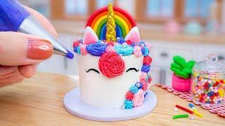 Satisfying Miniature Sweet Rainbow Unicorn Cake Decorating  Mini Yummy Best Recipe  ASMR Cooking