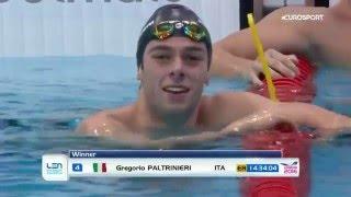 Gregorio Paltrinieri storico oro e record europeo nei 1500 stile libero Europei 2016 Londra