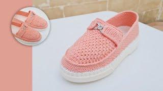 МОКАСИНЫ ЖЕНСКИЕ АЛИСА ВЯЖЕМ КРЮЧКОМ  CROCHET SHOES